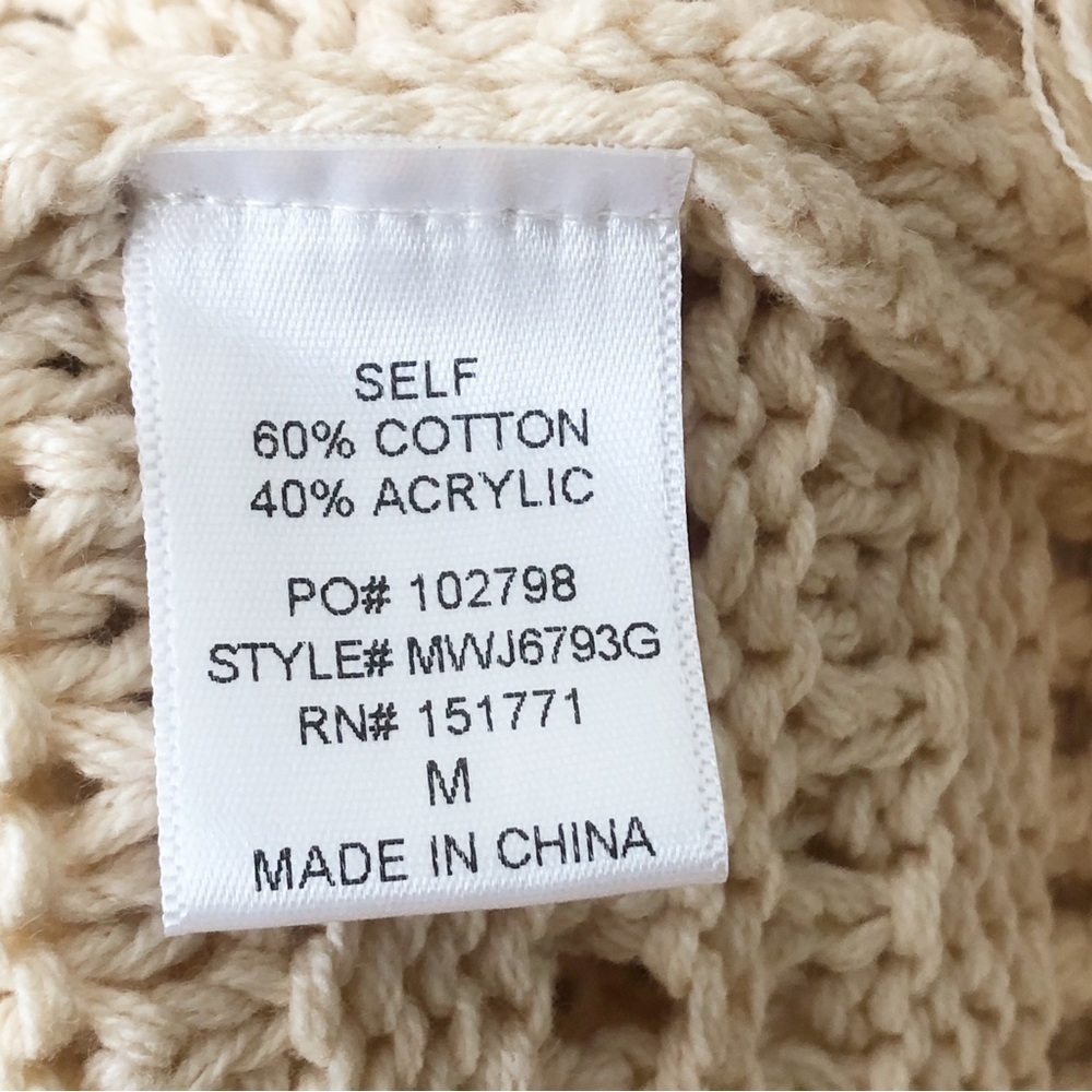 Crochet Knit Fringe Cardigan Boho Dreams by Gilli Natural Beige Size Medium - Picture 12 of 14